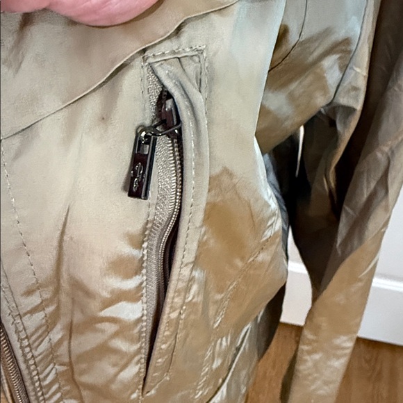 Cole Haan Womens Packable Trench Khaki Tan Versatile Hooded Rainwear Size L - Picture 7 of 12